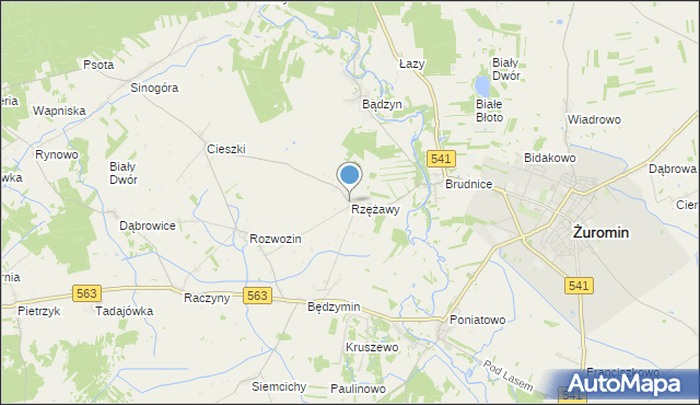 mapa Rzężawy, Rzężawy gmina Żuromin na mapie Targeo