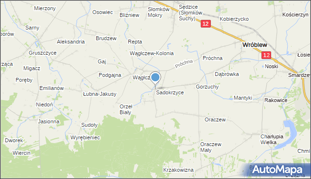 mapa Sadokrzyce, Sadokrzyce na mapie Targeo