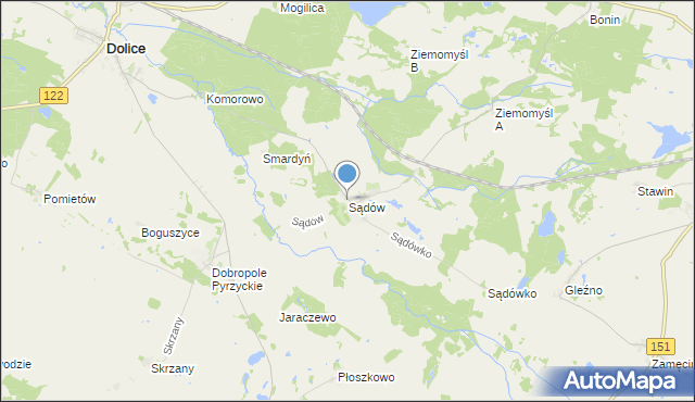 mapa Sądów, Sądów gmina Dolice na mapie Targeo