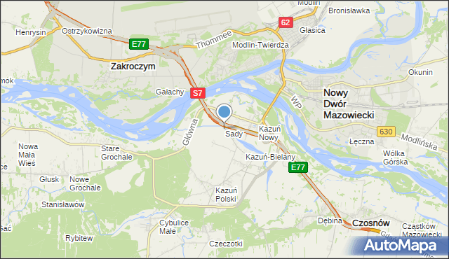 mapa Sady, Sady gmina Czosnów na mapie Targeo