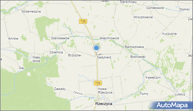 mapa Sadykierz, Sadykierz gmina Rzeczyca na mapie Targeo