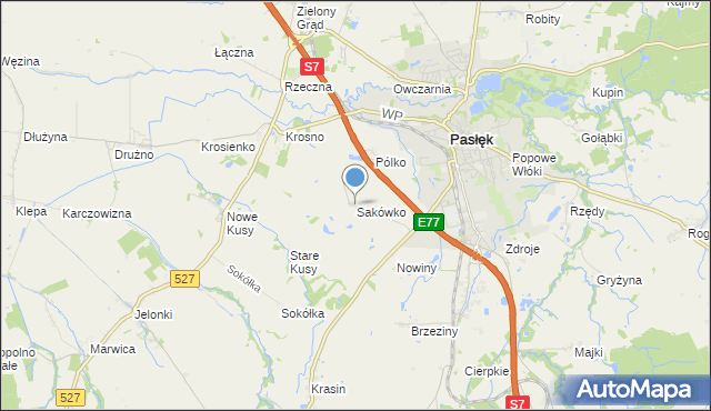 mapa Sakówko, Sakówko na mapie Targeo