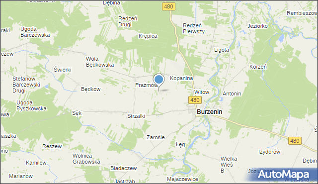 mapa Sambórz, Sambórz gmina Burzenin na mapie Targeo