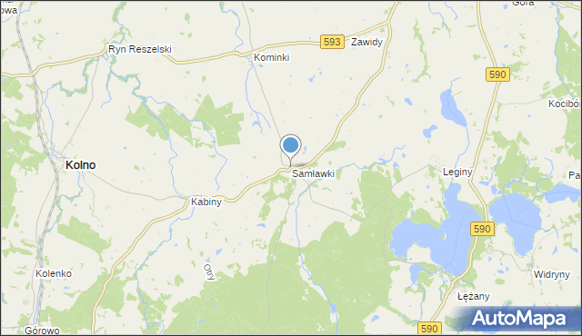 mapa Samławki, Samławki na mapie Targeo