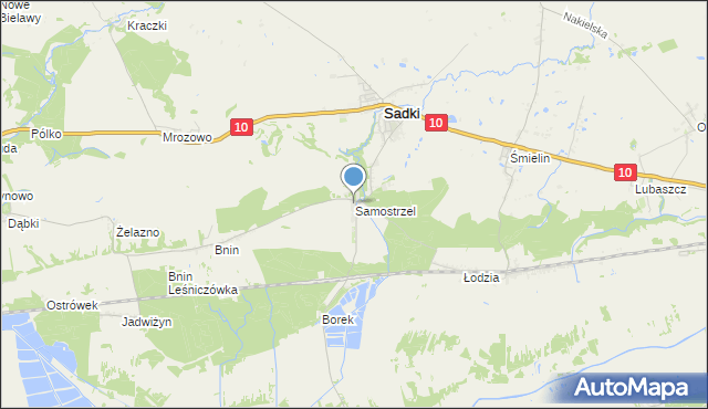 mapa Samostrzel, Samostrzel gmina Sadki na mapie Targeo