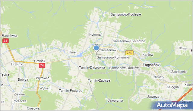 mapa Samsonów-Komorniki, Samsonów-Komorniki na mapie Targeo