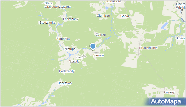 mapa Sanniki, Sanniki gmina Krynki na mapie Targeo