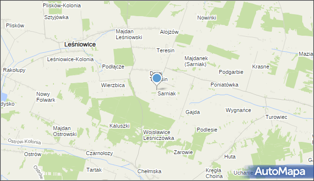 mapa Sarniak, Sarniak gmina Leśniowice na mapie Targeo