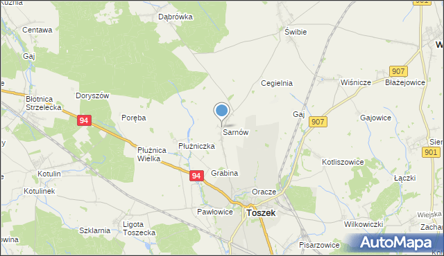 mapa Sarnów, Sarnów gmina Toszek na mapie Targeo