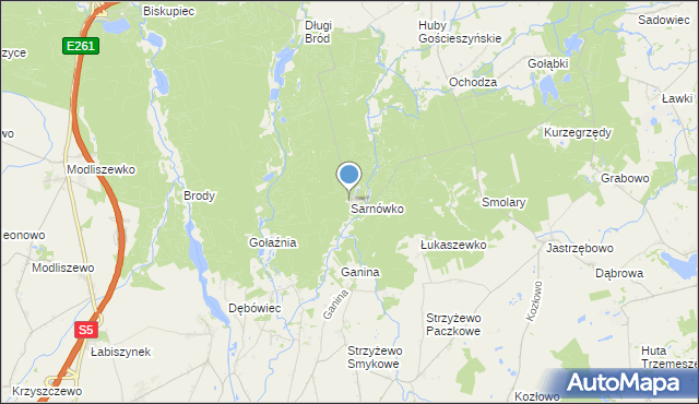 mapa Sarnówko, Sarnówko gmina Rogowo na mapie Targeo
