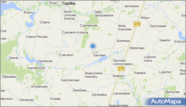 mapa Sarnowo, Sarnowo gmina Lubraniec na mapie Targeo