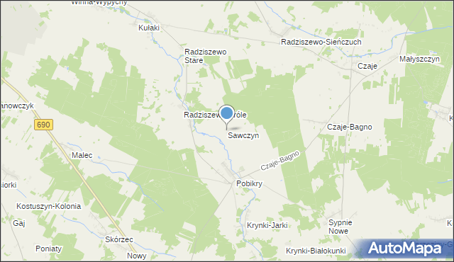 mapa Sawczyn, Sawczyn na mapie Targeo