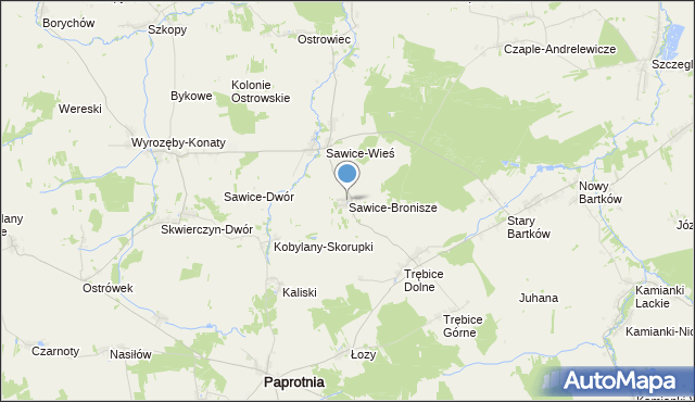 mapa Sawice-Bronisze, Sawice-Bronisze na mapie Targeo