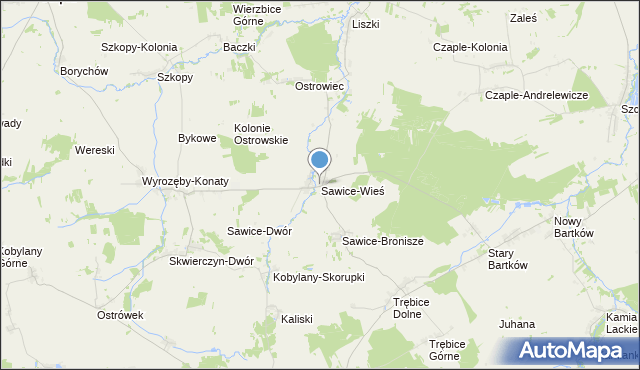 mapa Sawice-Wieś, Sawice-Wieś na mapie Targeo