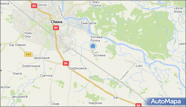 mapa Ścinawa, Ścinawa gmina Oława na mapie Targeo