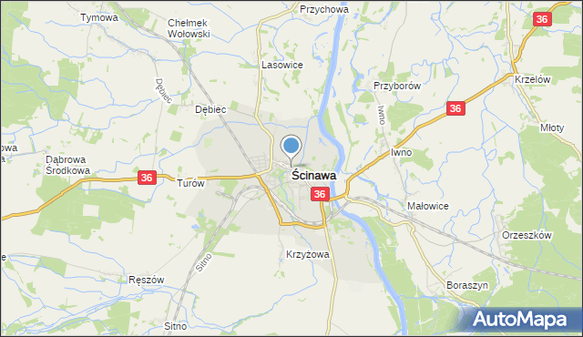 mapa Ścinawa, Ścinawa powiat lubiński na mapie Targeo