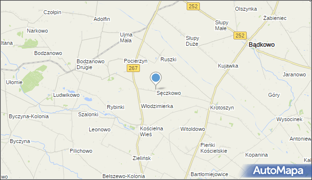 mapa Sęczkowo, Sęczkowo gmina Osięciny na mapie Targeo