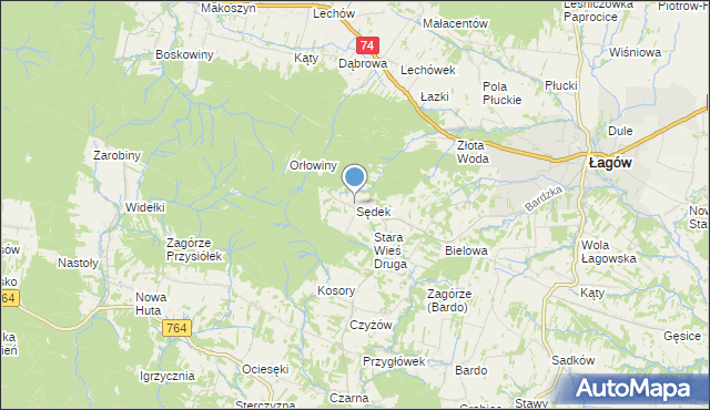 mapa Sędek, Sędek gmina Łagów na mapie Targeo
