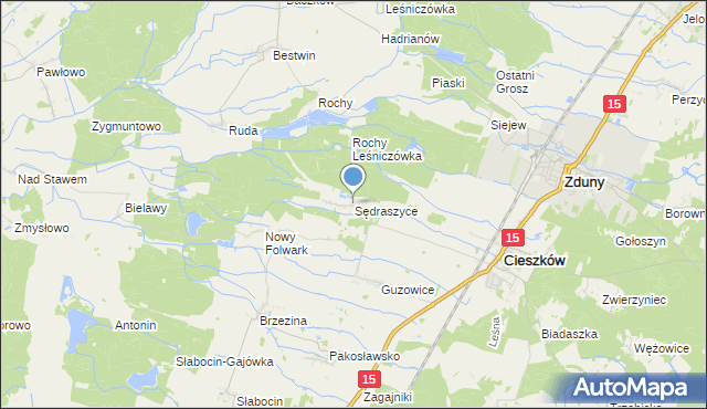 mapa Sędraszyce, Sędraszyce na mapie Targeo