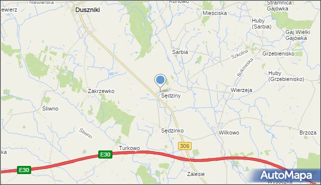 mapa Sędziny, Sędziny na mapie Targeo