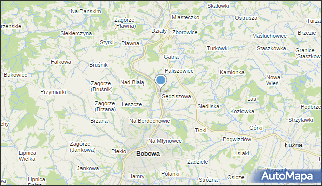 mapa Sędziszowa, Sędziszowa gmina Bobowa na mapie Targeo