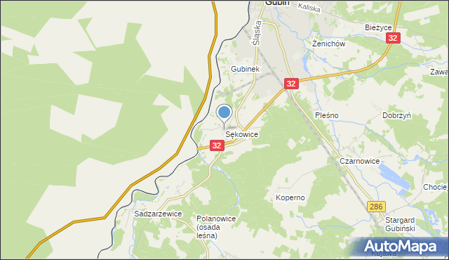 mapa Sękowice, Sękowice gmina Gubin na mapie Targeo
