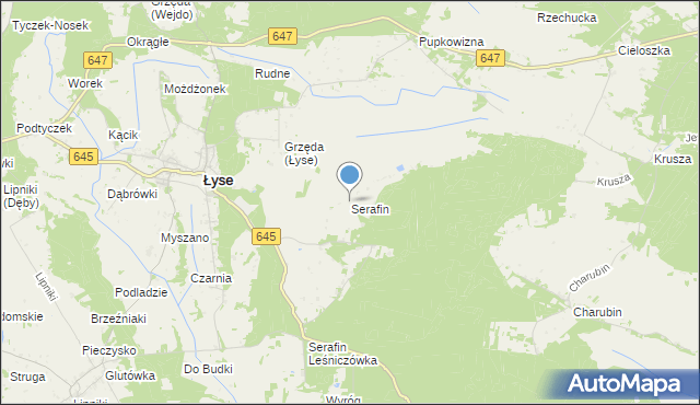 mapa Serafin, Serafin gmina Łyse na mapie Targeo