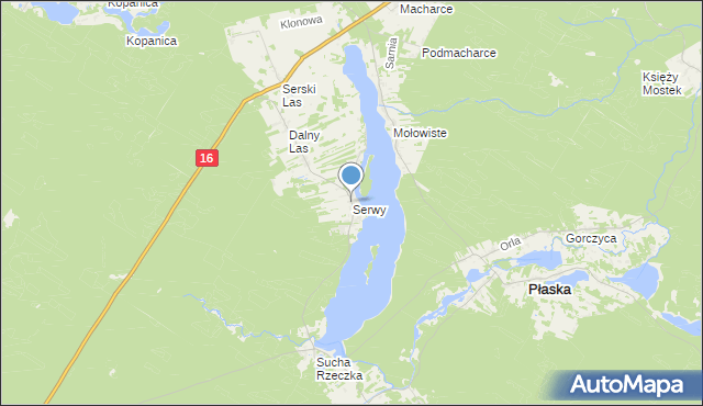 mapa Serwy, Serwy na mapie Targeo