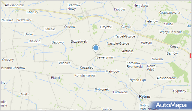 mapa Sewerynów, Sewerynów gmina Iłów na mapie Targeo