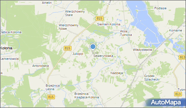 mapa Sewerynówka, Sewerynówka gmina Siemień na mapie Targeo