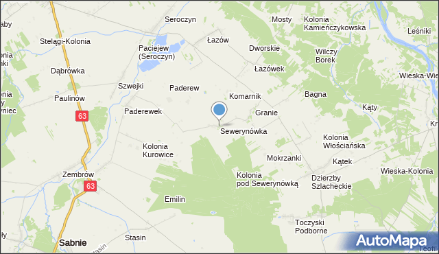 mapa Sewerynówka, Sewerynówka gmina Sterdyń na mapie Targeo
