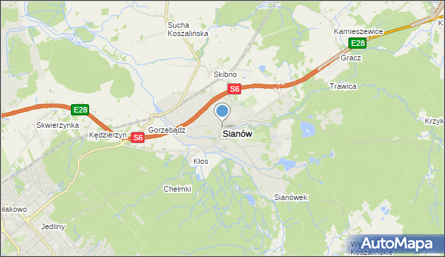 mapa Sianów, Sianów na mapie Targeo