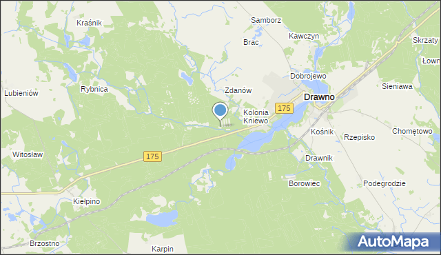 mapa Sicienko, Sicienko gmina Drawno na mapie Targeo