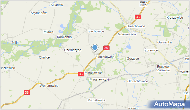 mapa Siedlakowice, Siedlakowice na mapie Targeo