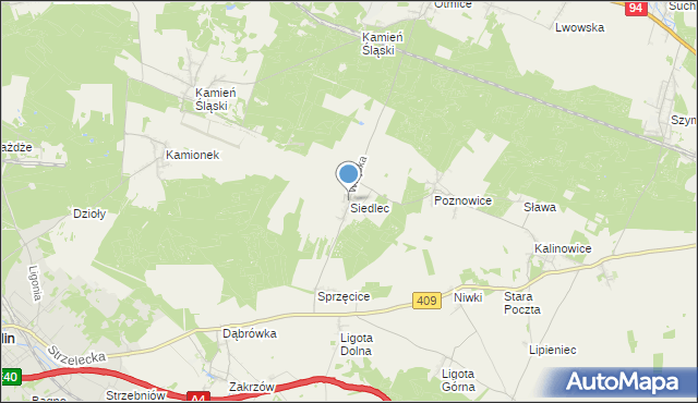 mapa Siedlec, Siedlec gmina Izbicko na mapie Targeo
