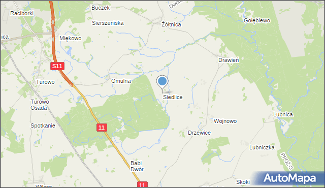mapa Siedlice, Siedlice gmina Szczecinek na mapie Targeo