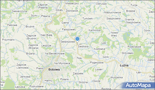 mapa Siedliska, Siedliska gmina Bobowa na mapie Targeo