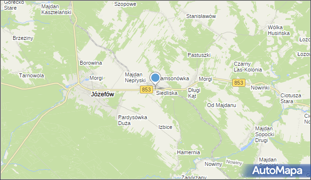 mapa Siedliska, Siedliska gmina Józefów na mapie Targeo