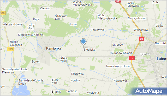 mapa Siedliska, Siedliska gmina Kamionka na mapie Targeo