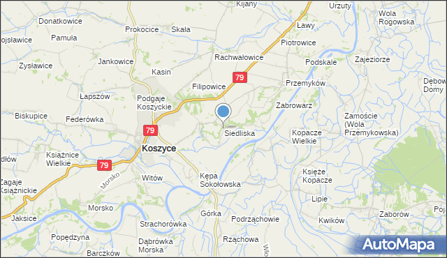 mapa Siedliska, Siedliska gmina Koszyce na mapie Targeo