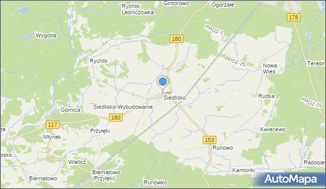 mapa Siedlisko, Siedlisko gmina Trzcianka na mapie Targeo