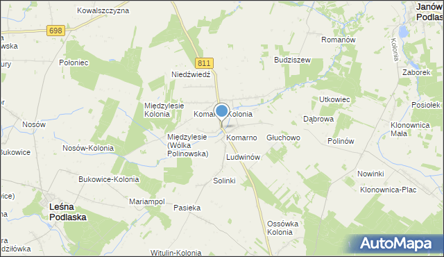 mapa Siekierka, Siekierka gmina Konstantynów na mapie Targeo