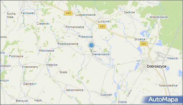 mapa Siekierowice, Siekierowice na mapie Targeo