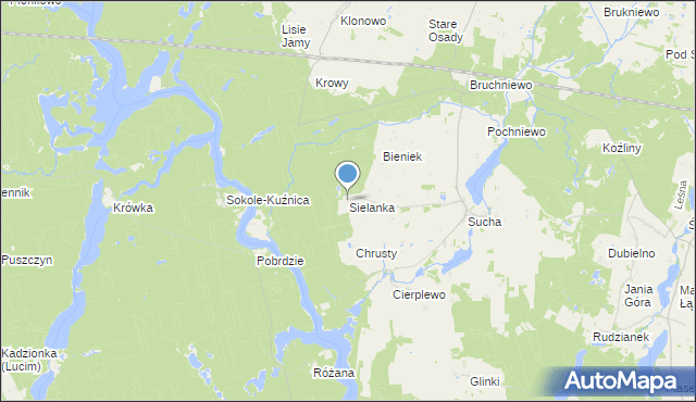 mapa Sielanka, Sielanka gmina Lubiewo na mapie Targeo