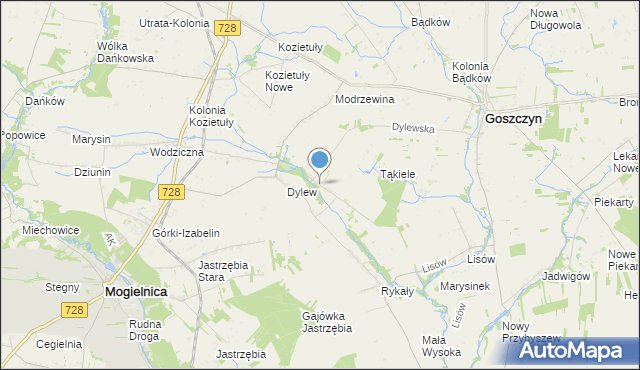 mapa Sielec, Sielec gmina Goszczyn na mapie Targeo
