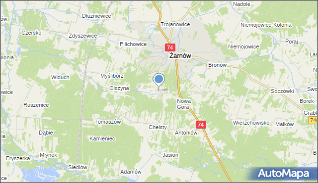 mapa Sielec, Sielec gmina Żarnów na mapie Targeo