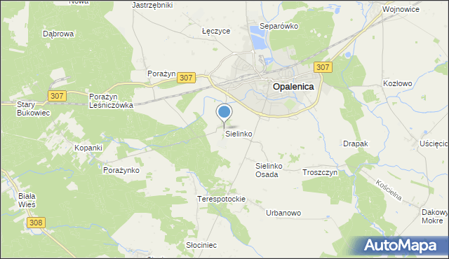 mapa Sielinko, Sielinko na mapie Targeo