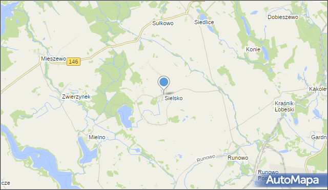 mapa Sielsko, Sielsko gmina Węgorzyno na mapie Targeo