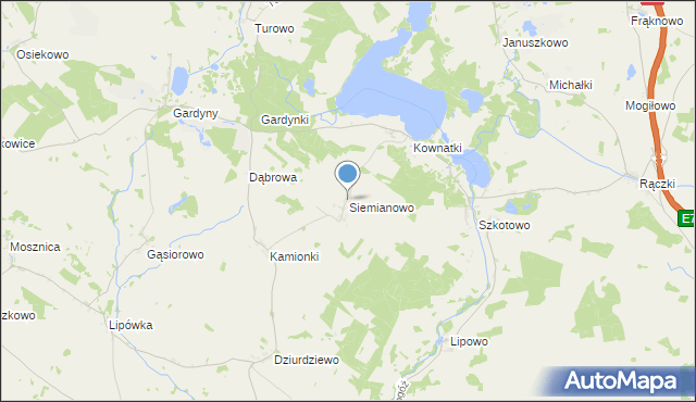 mapa Siemianowo, Siemianowo gmina Kozłowo na mapie Targeo
