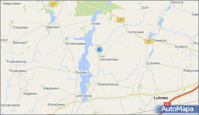 mapa Siemianowo, Siemianowo gmina Łubowo na mapie Targeo